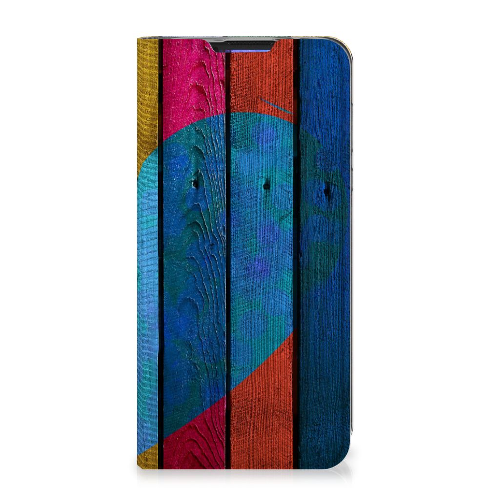Motorola Moto G Pro Book Wallet Case Wood Heart - Cadeau voor je Vriend - B2C Telecom