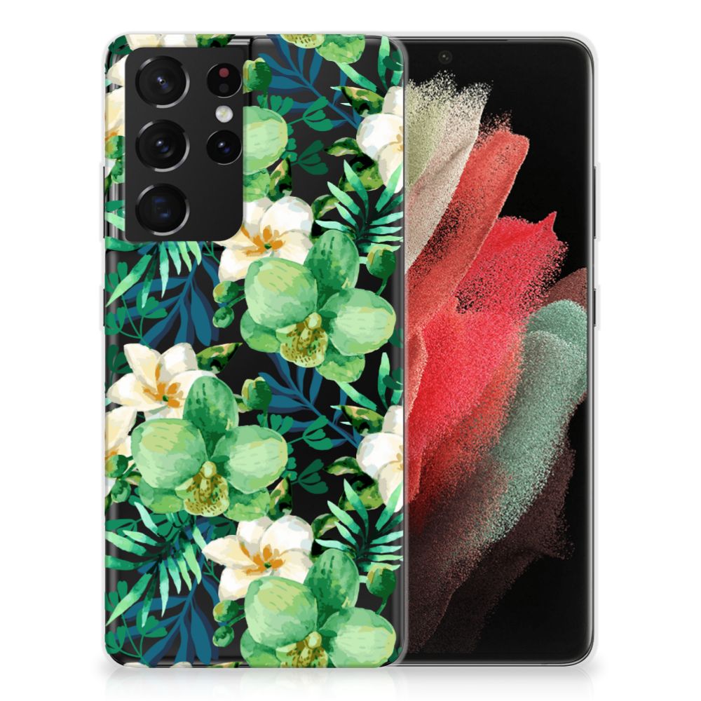Samsung Galaxy S21 Ultra TPU Case Orchidee Groen B2C Telecom