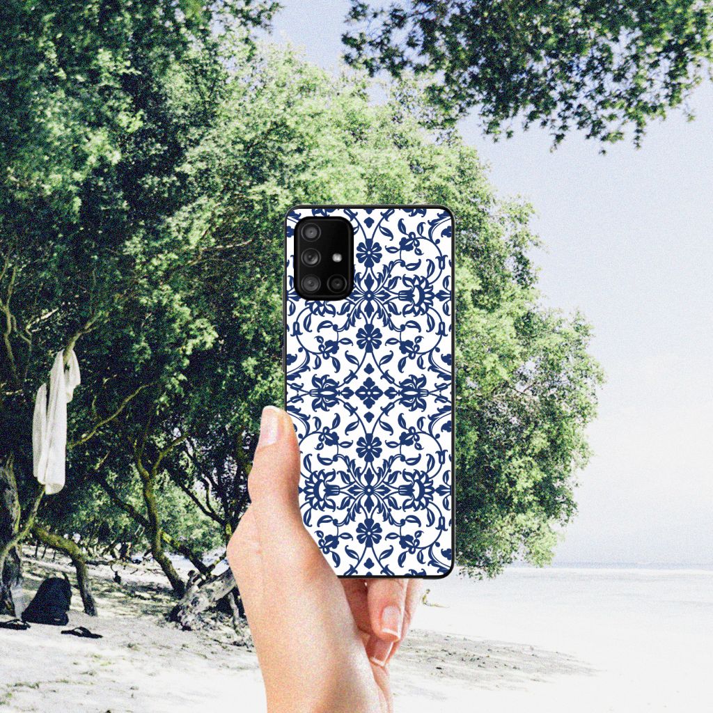 Samsung Galaxy A71 Bloemen Hoesje Flower Blue B2C Telecom