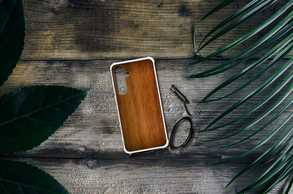 Samsung Galaxy S24 Plus Stevig Telefoonhoesje Donker Hout B2C Telecom