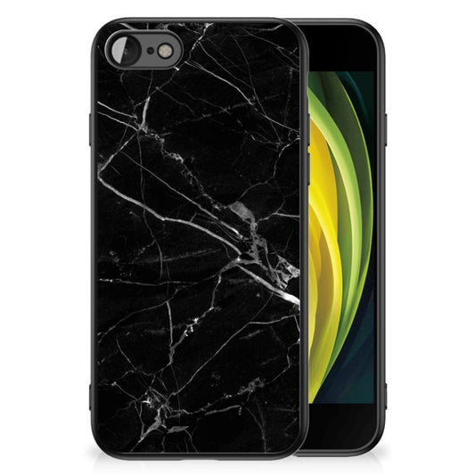 iPhone SE 2022 | SE 2020 | 7/8 Marmeren Print Telefoonhoesje Marmer Zwart - Origineel Cadeau Vader
