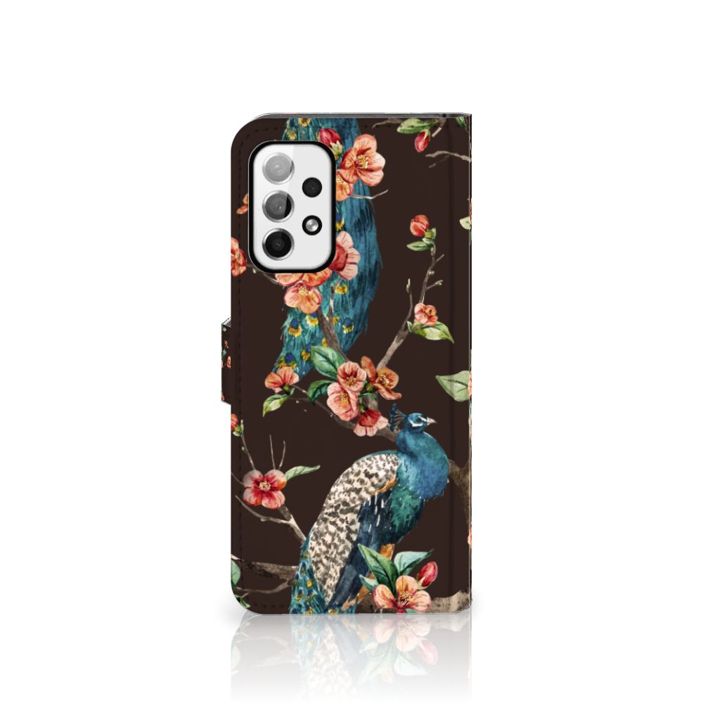 Samsung Galaxy A73 5G Telefoonhoesje met Pasjes Pauw met Bloemen