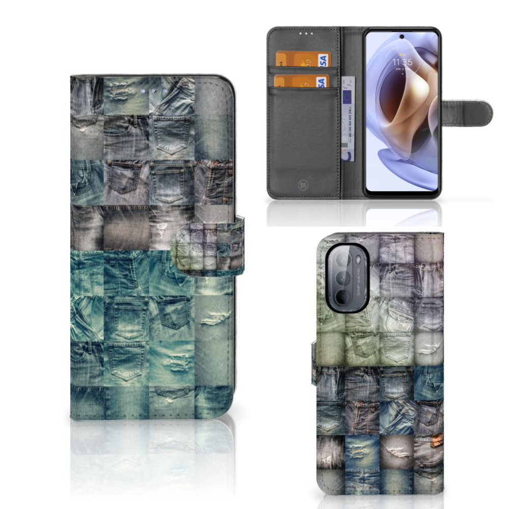 Wallet Case met Pasjes Motorola Moto G31 | G41 Spijkerbroeken