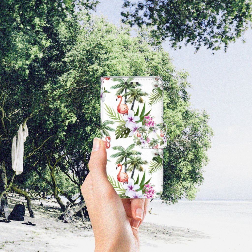 Microsoft Lumia 650 Telefoonhoesje met Pasjes Flamingo Palms