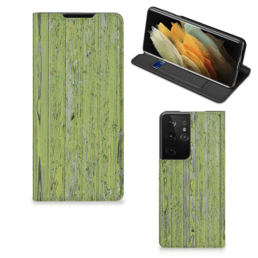 Samsung Galaxy S21 Ultra Book Wallet Case Green Wood - B2C Telecom