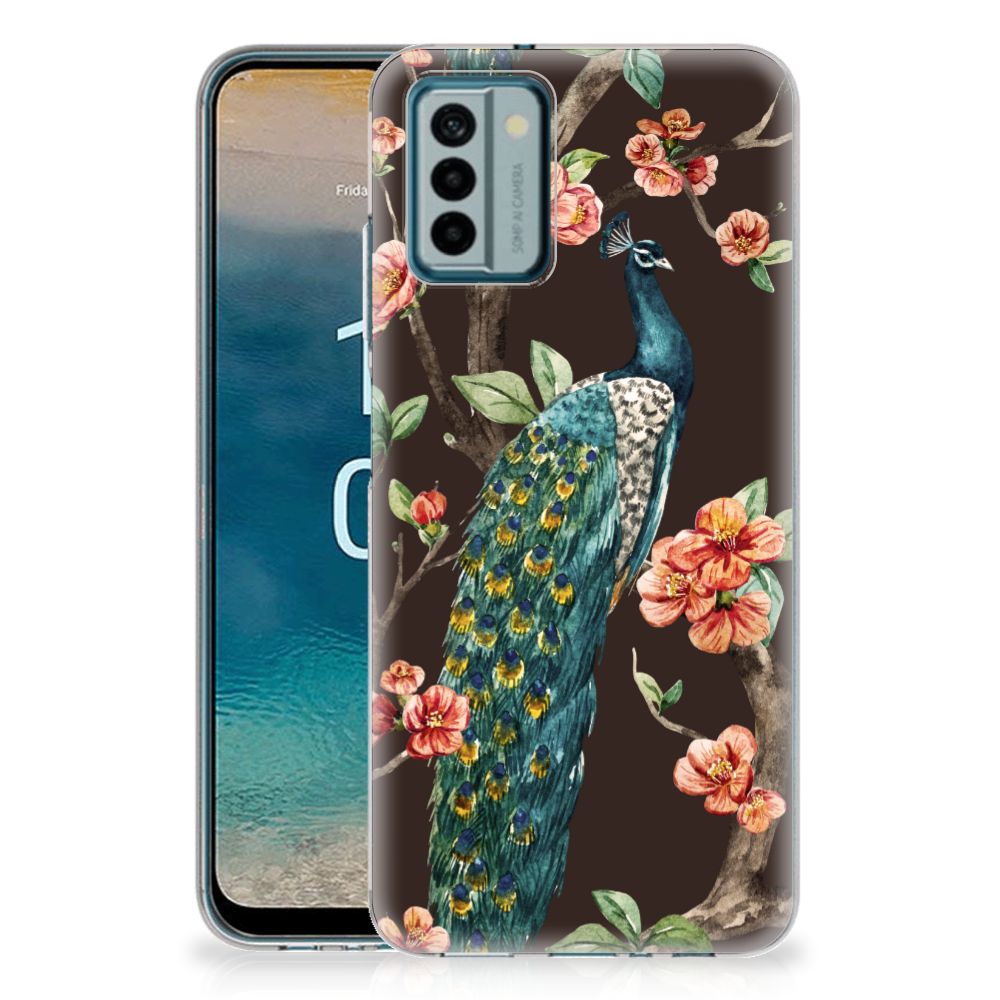 Nokia G22 TPU Hoesje Pauw met Bloemen