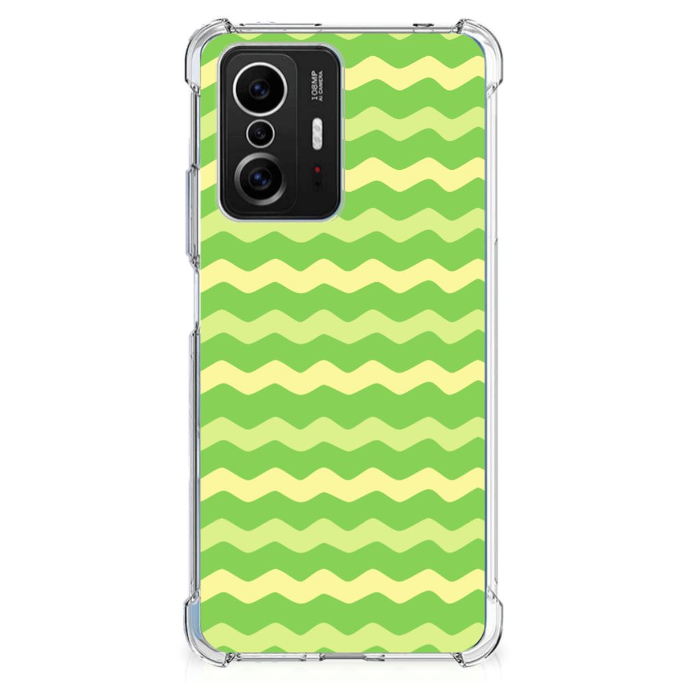 Xiaomi 11T | 11T Pro Doorzichtige Silicone Hoesje Waves Green