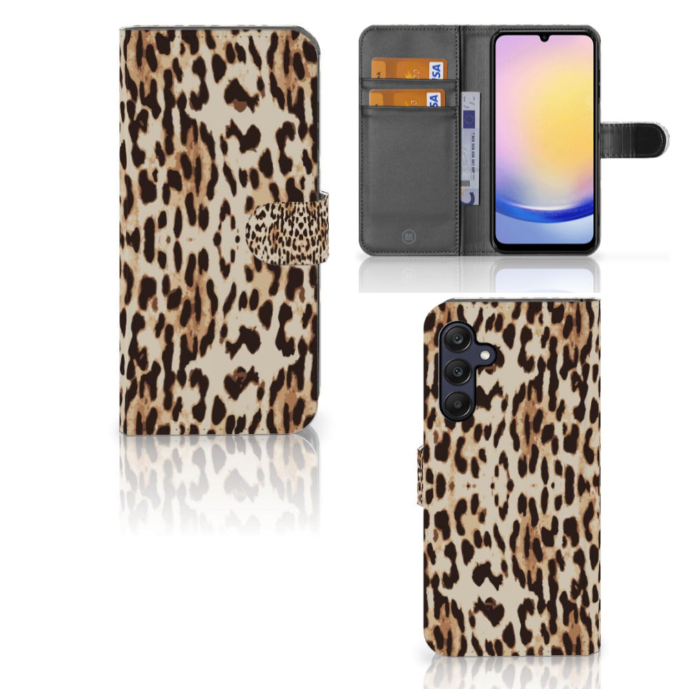 Samsung Galaxy A25 Telefoonhoesje met Pasjes Leopard