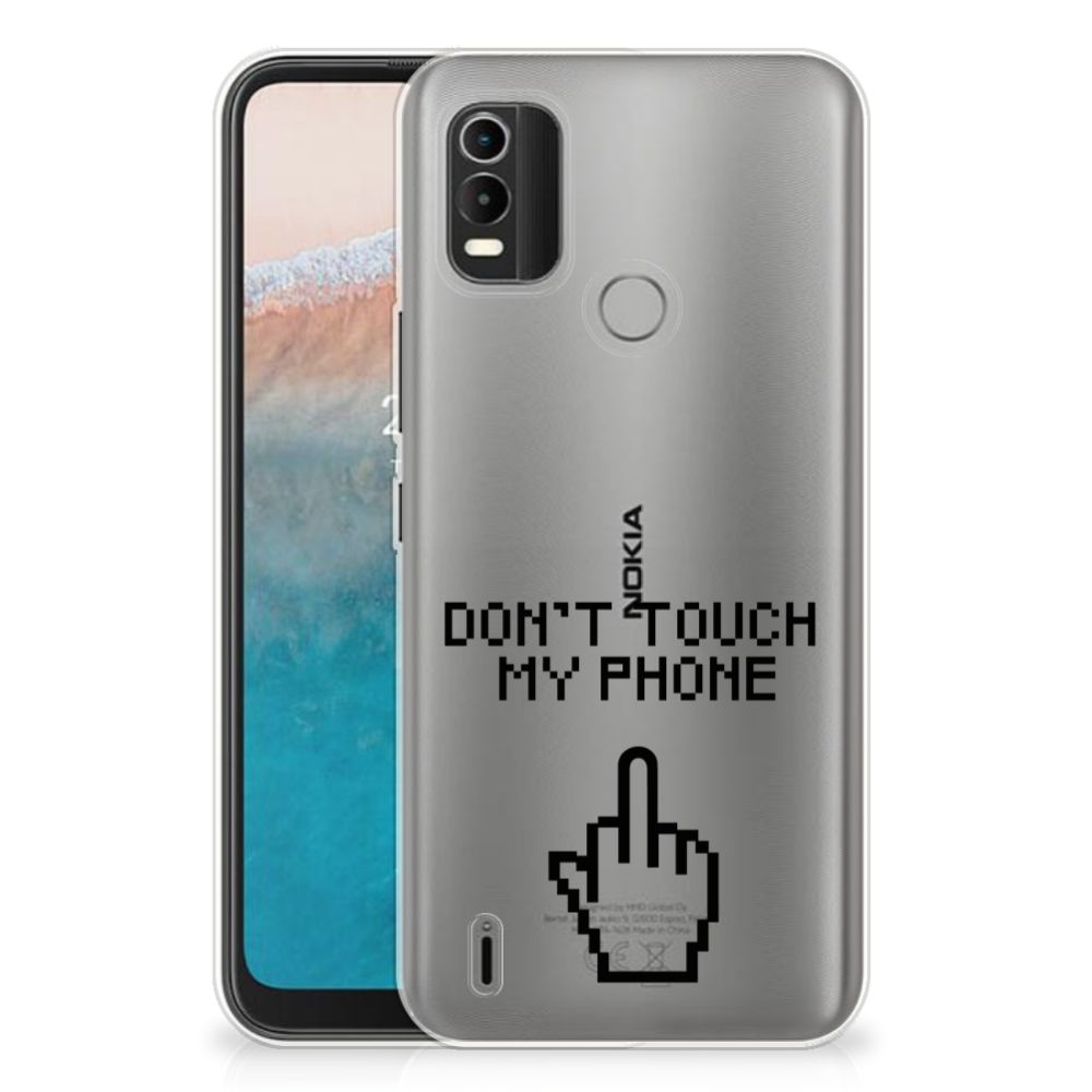 Nokia C21 Plus Silicone-hoesje Finger Don't Touch My Phone