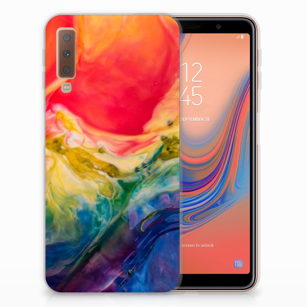 Hoesje maken Samsung Galaxy A7 (2018) Watercolor Dark