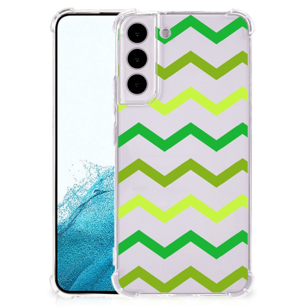 Samsung Galaxy S22 Plus Doorzichtige Silicone Hoesje Zigzag Groen