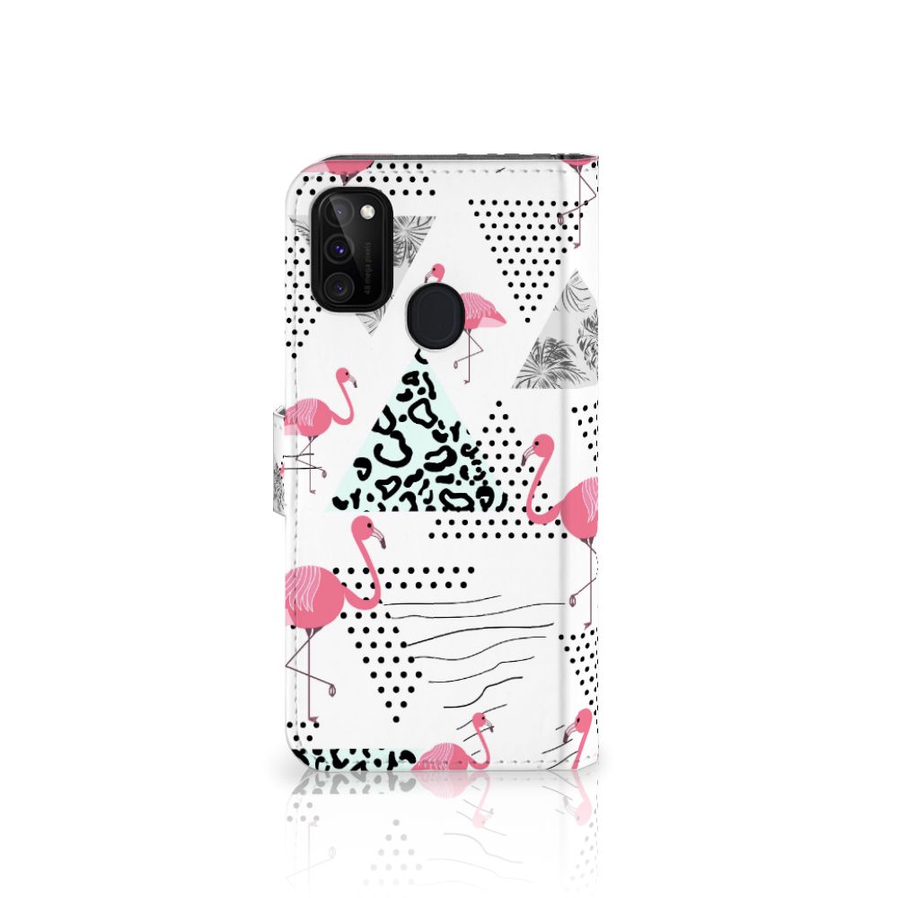 Samsung Galaxy M21 | M30s Telefoonhoesje met Pasjes Flamingo Triangle