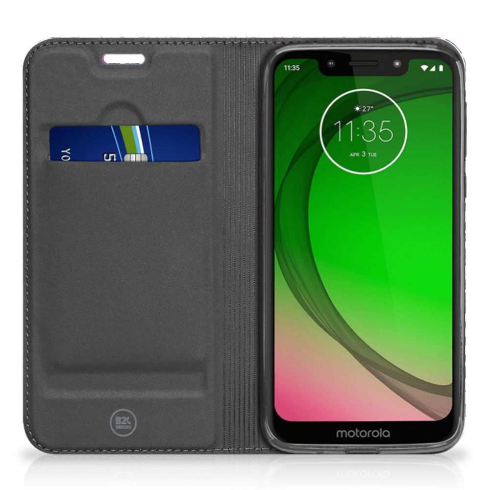 Motorola Moto G7 Play Hoesje met Magneet Feathers Color