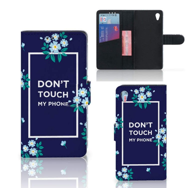 Sony Xperia Z3 Portemonnee Hoesje Flowers Blue DTMP