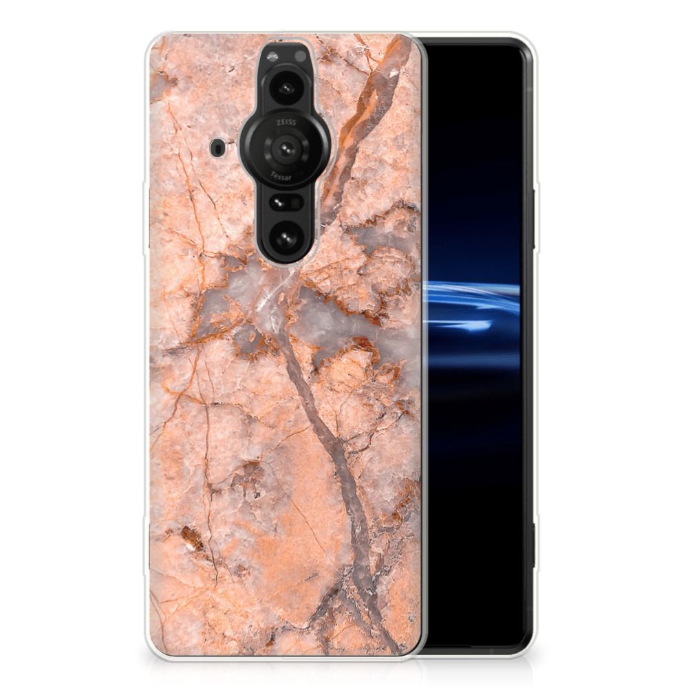 Sony Xperia Pro-I TPU Siliconen Hoesje Marmer Oranje B2C Telecom