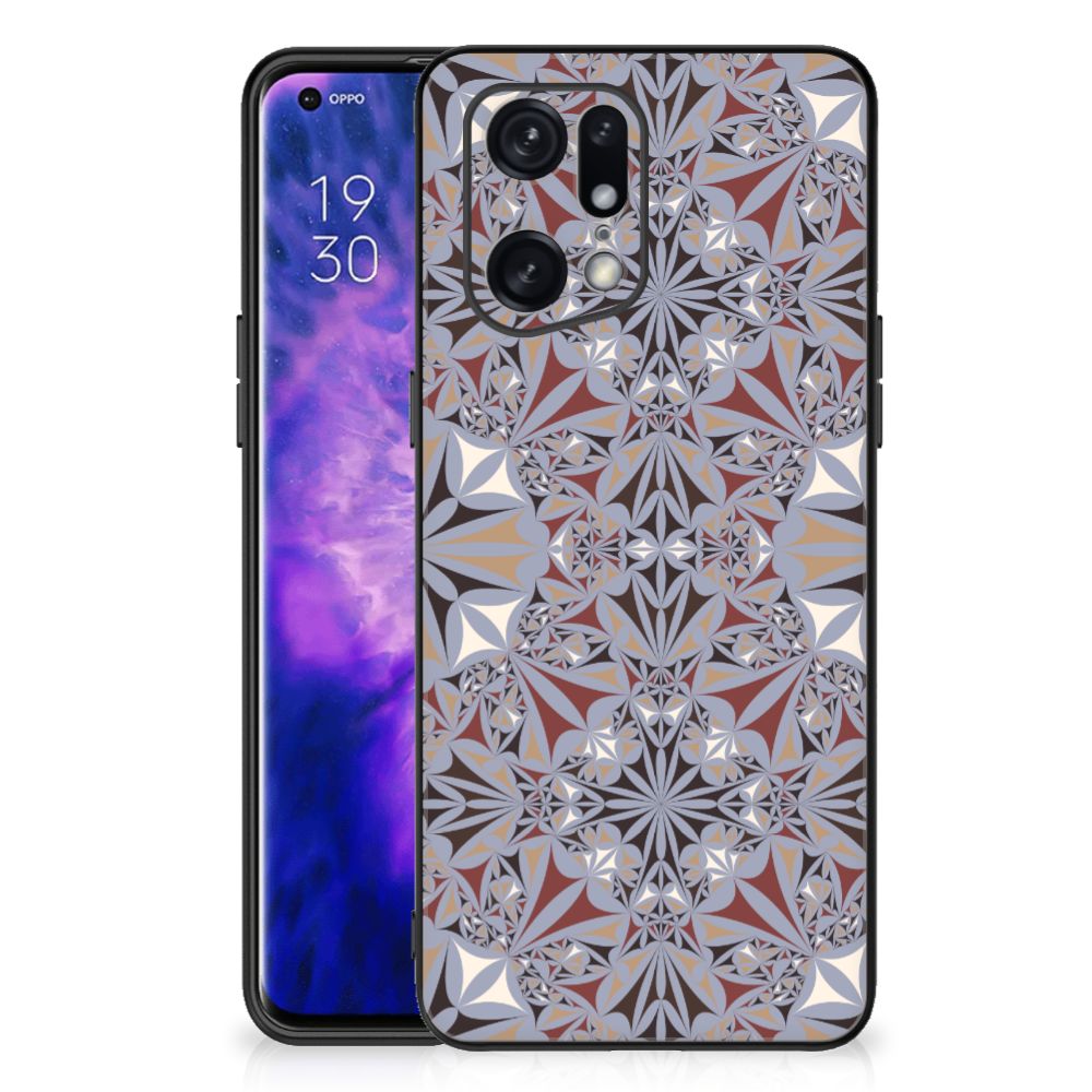 OPPO Find X5 Pro Marmeren Print Telefoonhoesje Flower Tiles