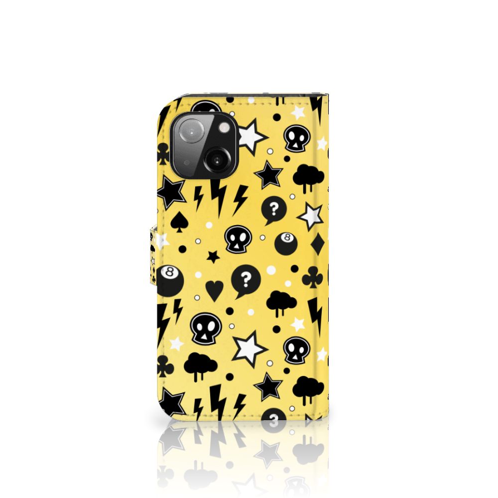 Telefoonhoesje met Naam Apple iPhone 13 Punk Geel met uniek design in geel en zwart.