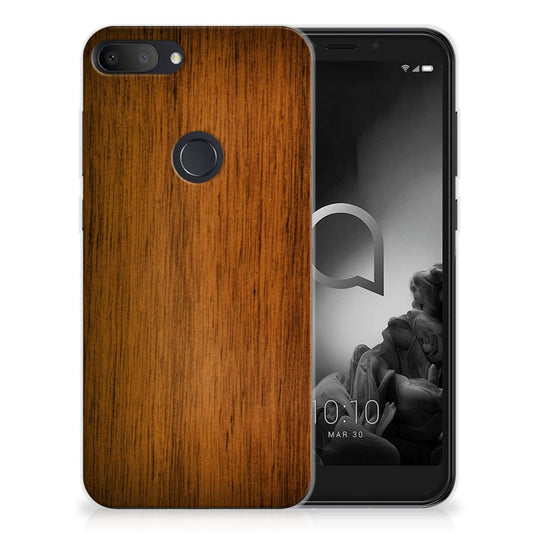 Alcatel 1S (2019) Bumper Hoesje Donker Hout