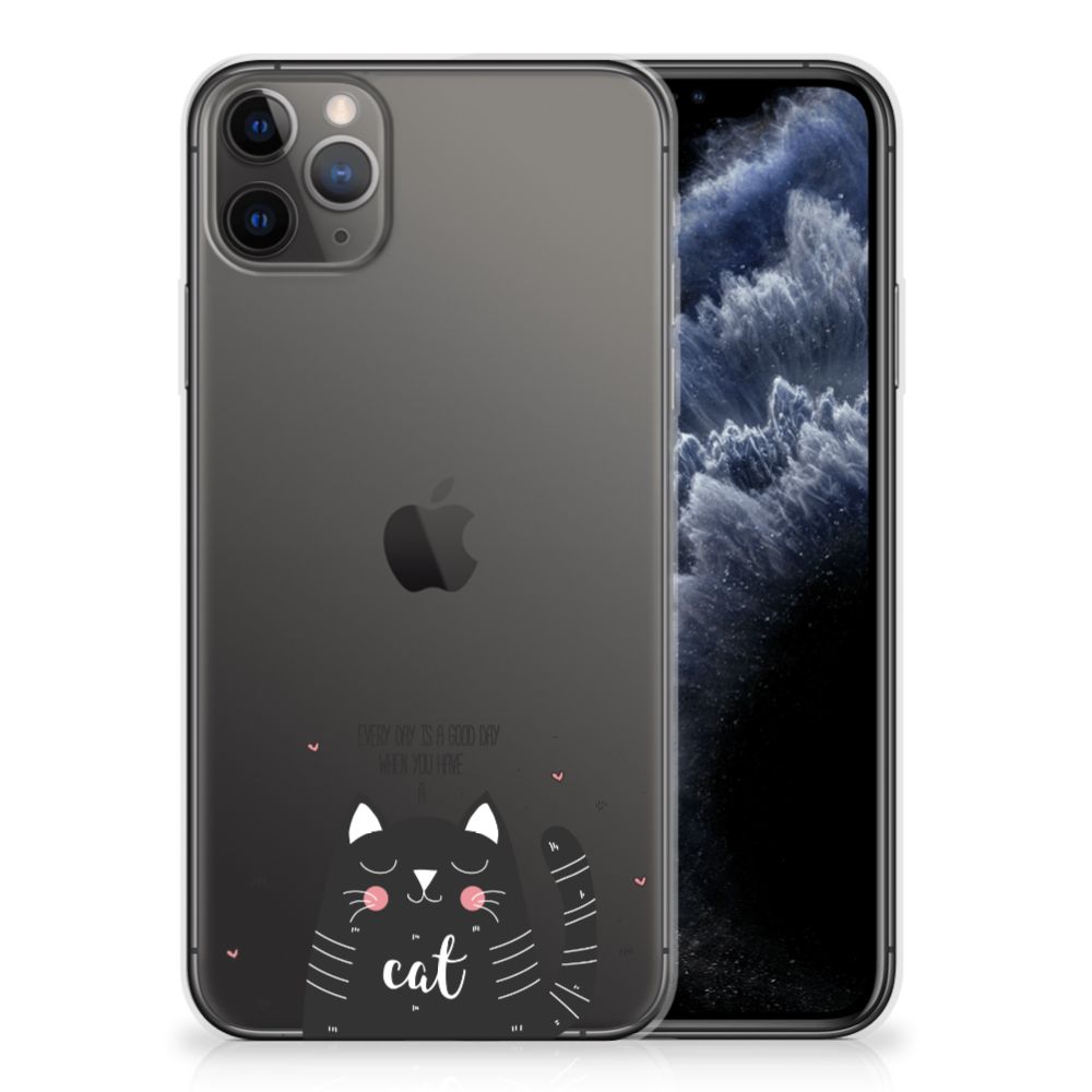 Apple iPhone 11 Pro Max Telefoonhoesje met Naam Cat Good Day