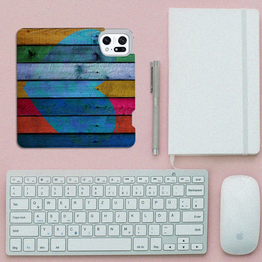 OPPO Find X5 Pro Book Wallet Case Wood Heart - Cadeau voor je Vriend - B2C Telecom