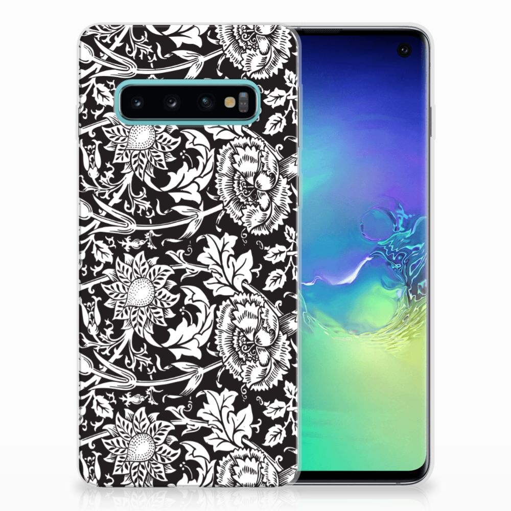 Samsung Galaxy S10 TPU Case Black Flowers
