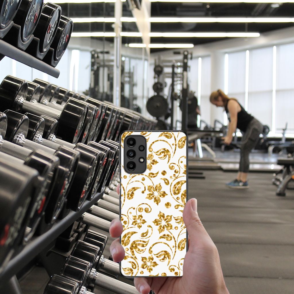 Samsung Galaxy A13 4G Bloemen Hoesje Gouden Bloemen B2C Telecom