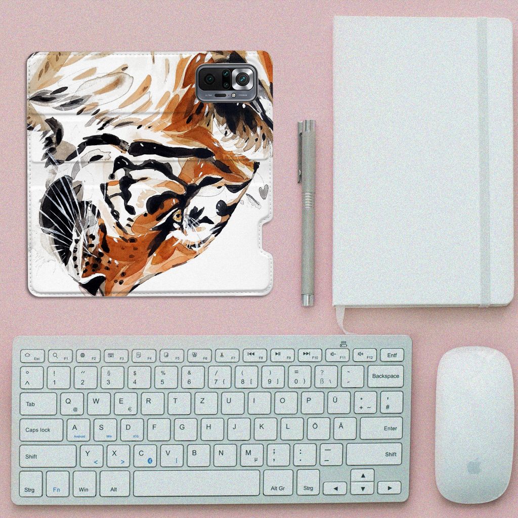 Bookcase Xiaomi Redmi Note 10 Pro Watercolor Tiger - B2C Telecom