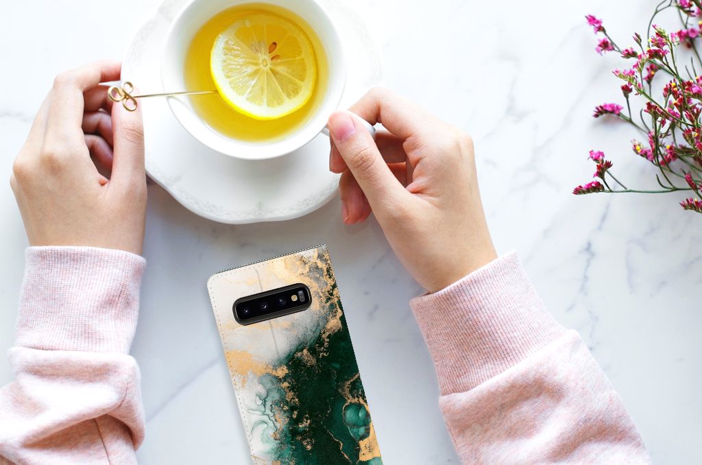 Standcase voor Samsung Galaxy S10 Marmer Groen - B2C Telecom