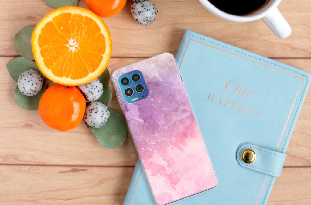 Hoesje maken Motorola Moto G100 Pink Purple Paint B2C Telecom