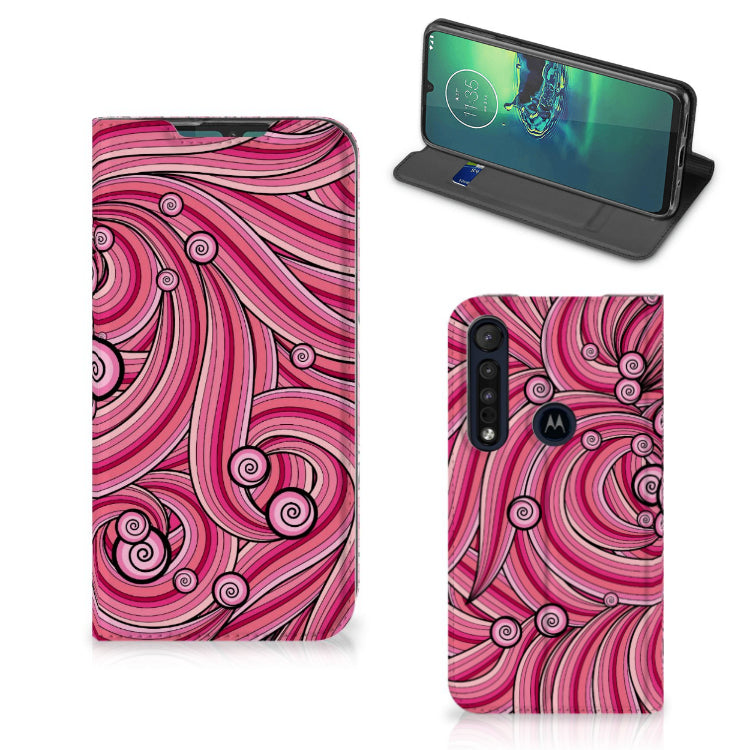 Motorola G8 Plus Bookcase Swirl Pink