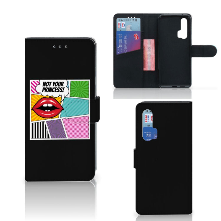 Honor 20 Pro Wallet Case met Pasjes Popart Princess