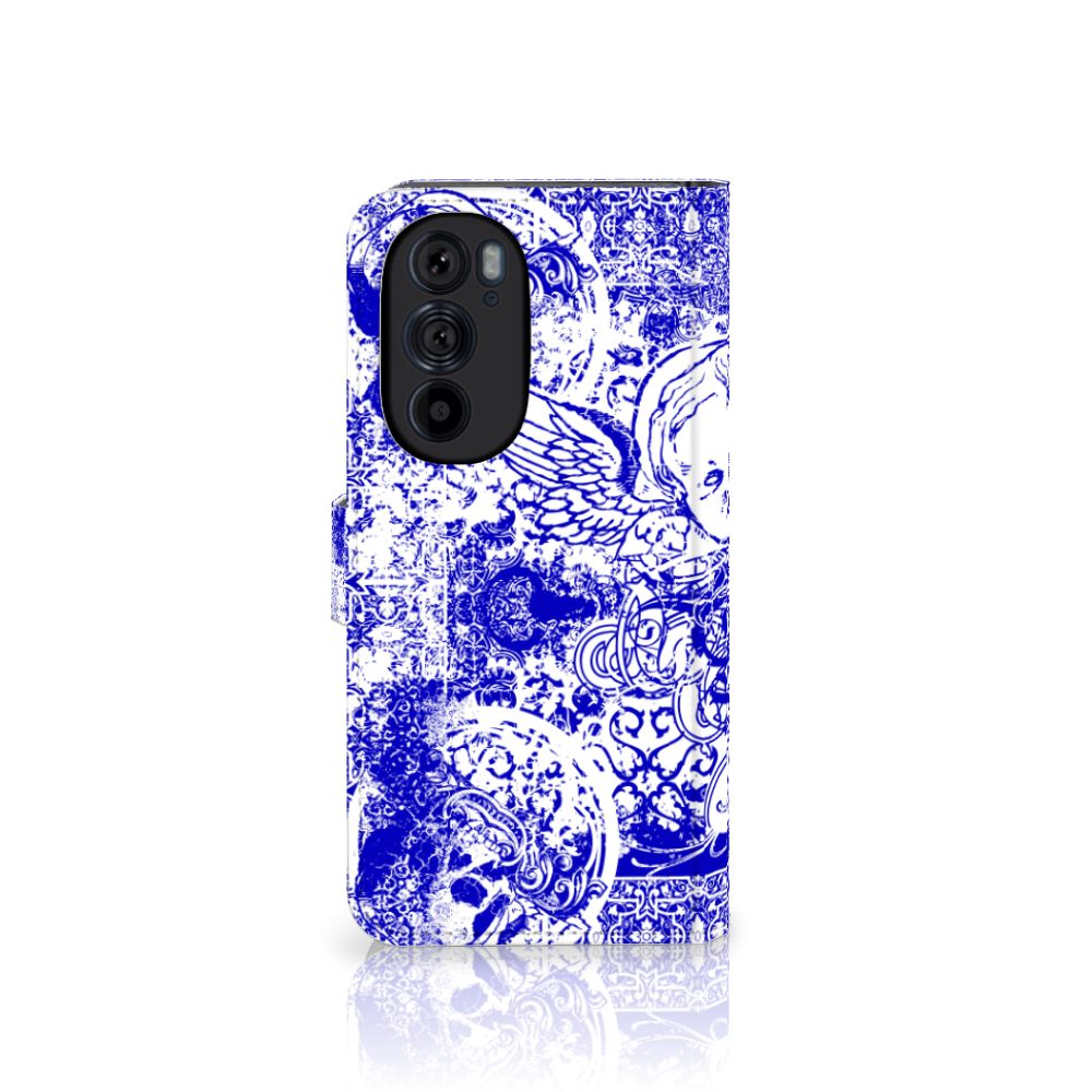 Telefoonhoesje met Naam Motorola Edge 30 Pro Angel Skull Blauw