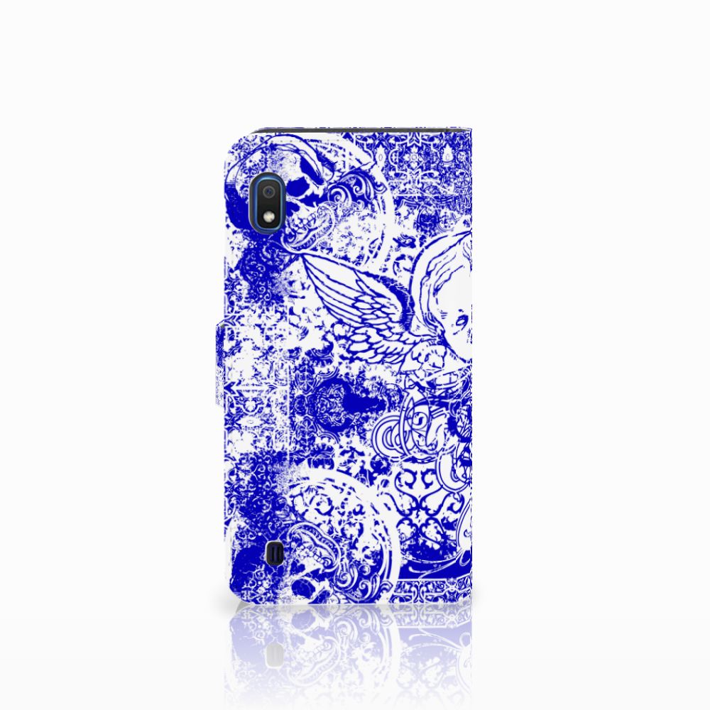 Telefoonhoesje met Naam Samsung Galaxy A10 Angel Skull Blauw