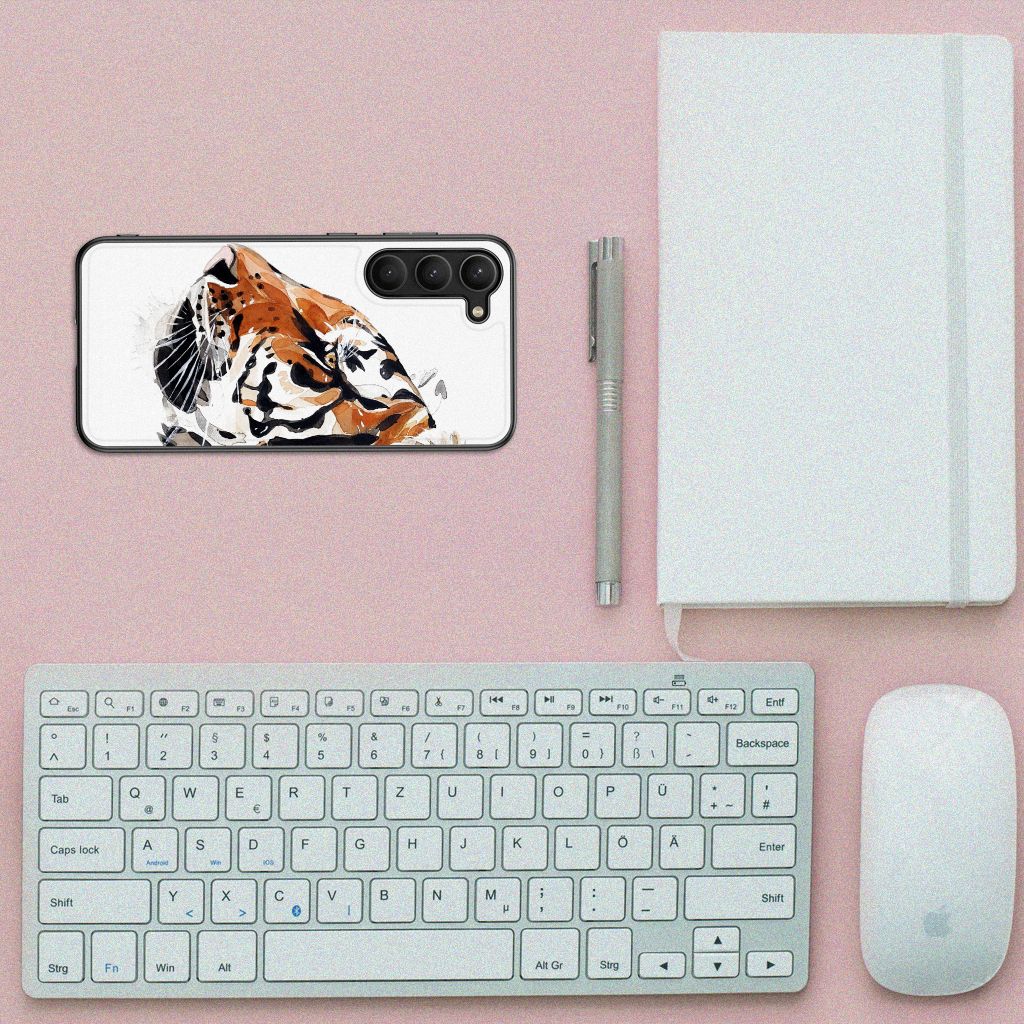 Kleurrijke Telefoonhoesje Samsung Galaxy S23 Plus Watercolor Tiger B2C Telecom