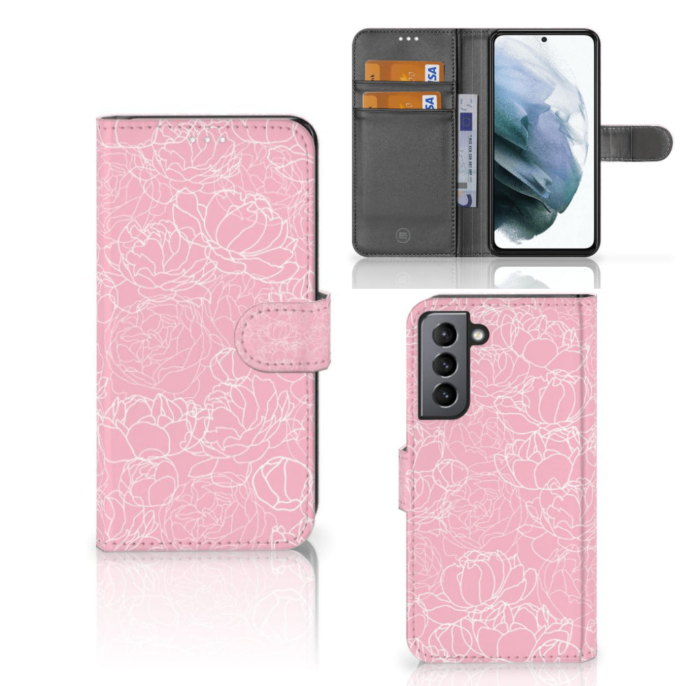 Samsung Galaxy S21 FE Hoesje White Flowers