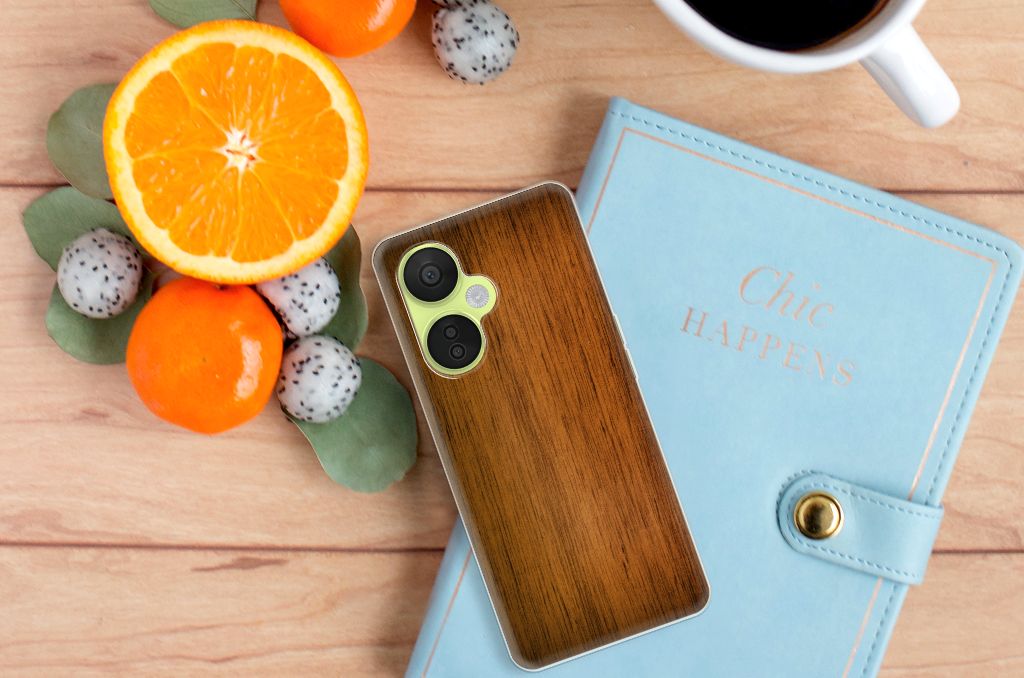 OnePlus Nord CE 3 Lite Bumper Hoesje Donker Hout