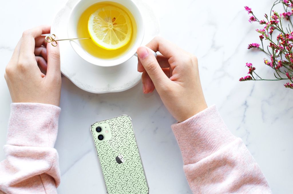 iPhone 12 Mini Doorzichtige Silicone Hoesje Stripes Dots B2C Telecom