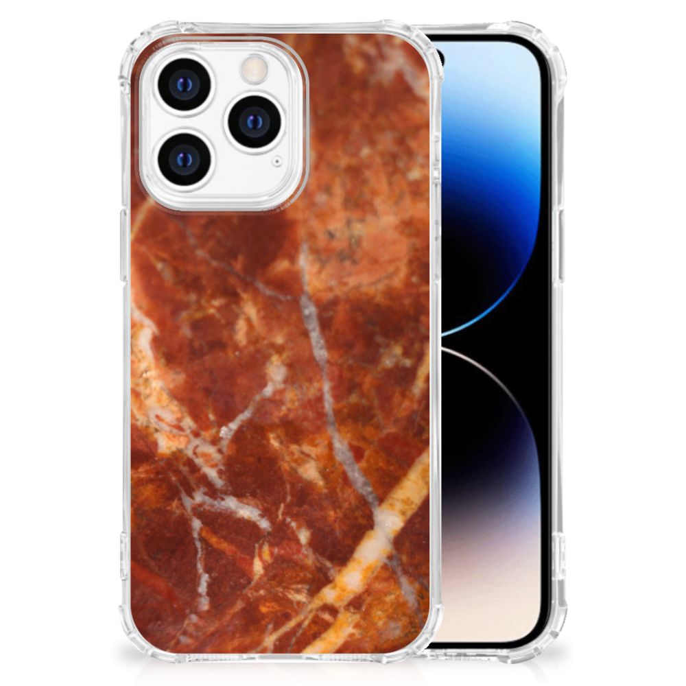 iPhone 14 Pro Anti-Shock Hoesje Marmer Bruin B2C Telecom