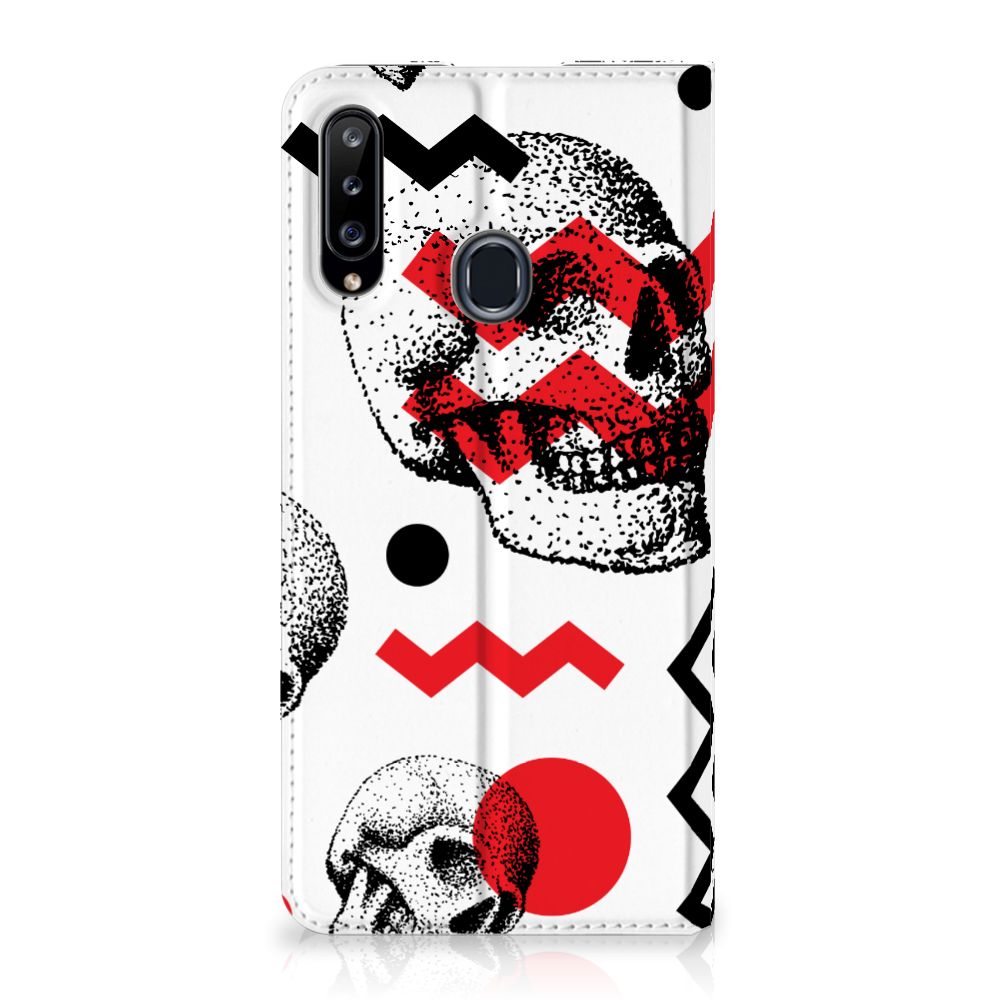 Mobiel BookCase Samsung Galaxy A20s Skull Red - B2C Telecom