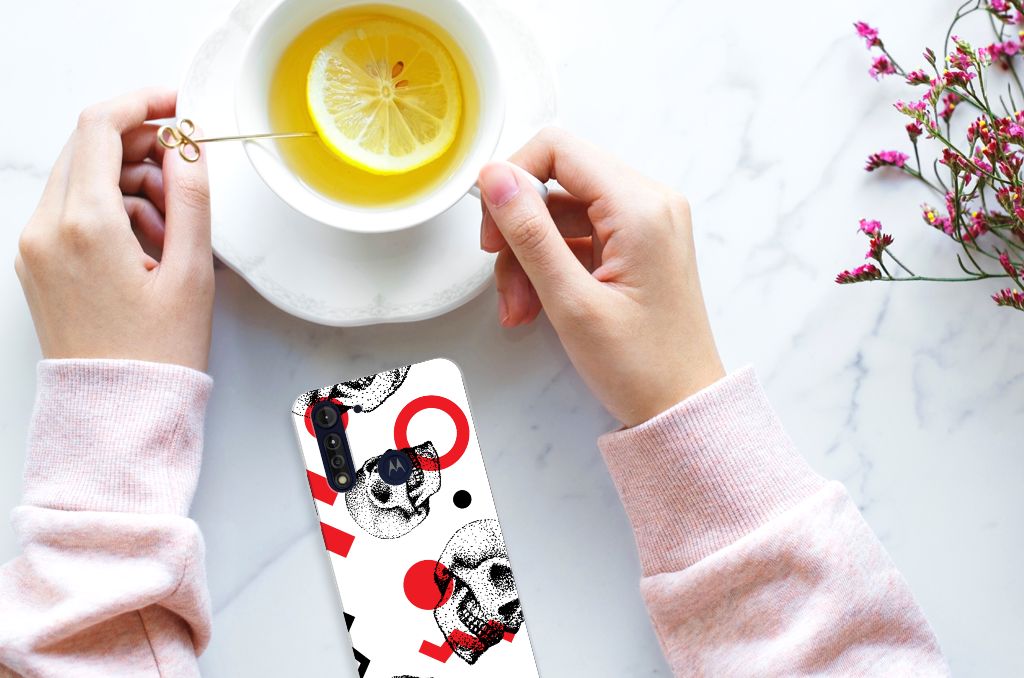 Silicone Back Case Motorola Moto G8 Power Lite Skull Red B2C Telecom
