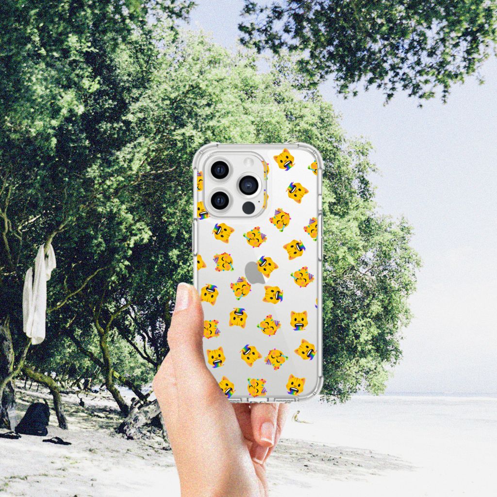 Doorzichtige Silicone Hoesje voor iPhone 13 Pro Max Katten Emojis - B2C Telecom