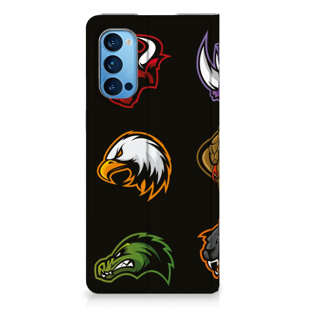 OPPO Reno4 Pro 5G Magnet Case Cartoon with colorful animal logos and designs.