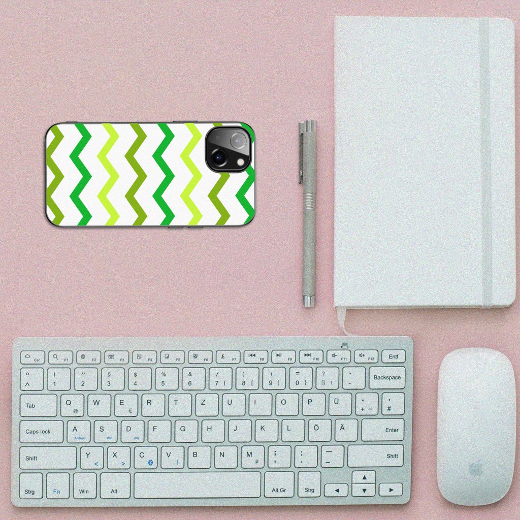 Apple iPhone 13 Back Case Zigzag Groen B2C Telecom