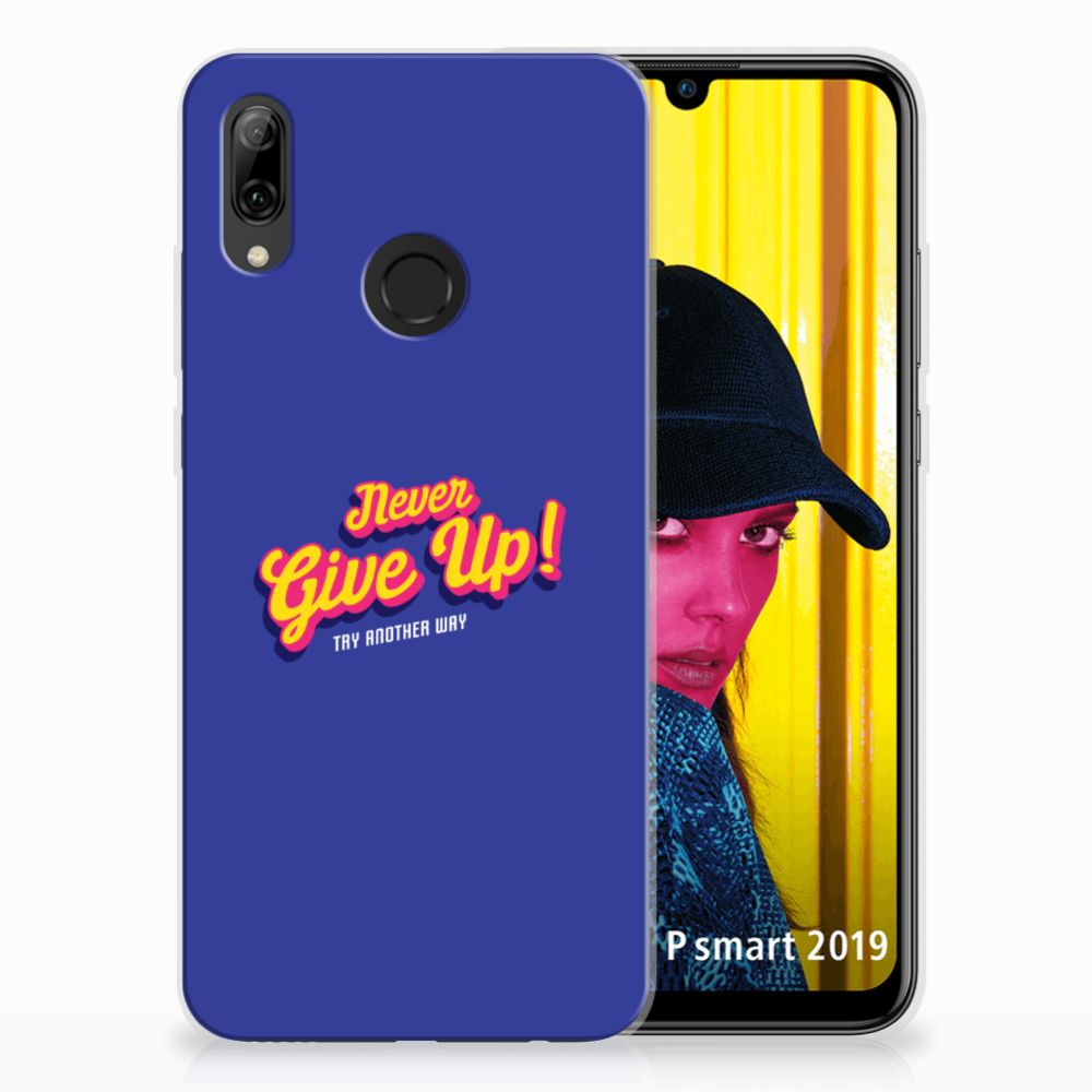 Huawei P Smart 2019 Siliconen hoesje met naam Never Give Up