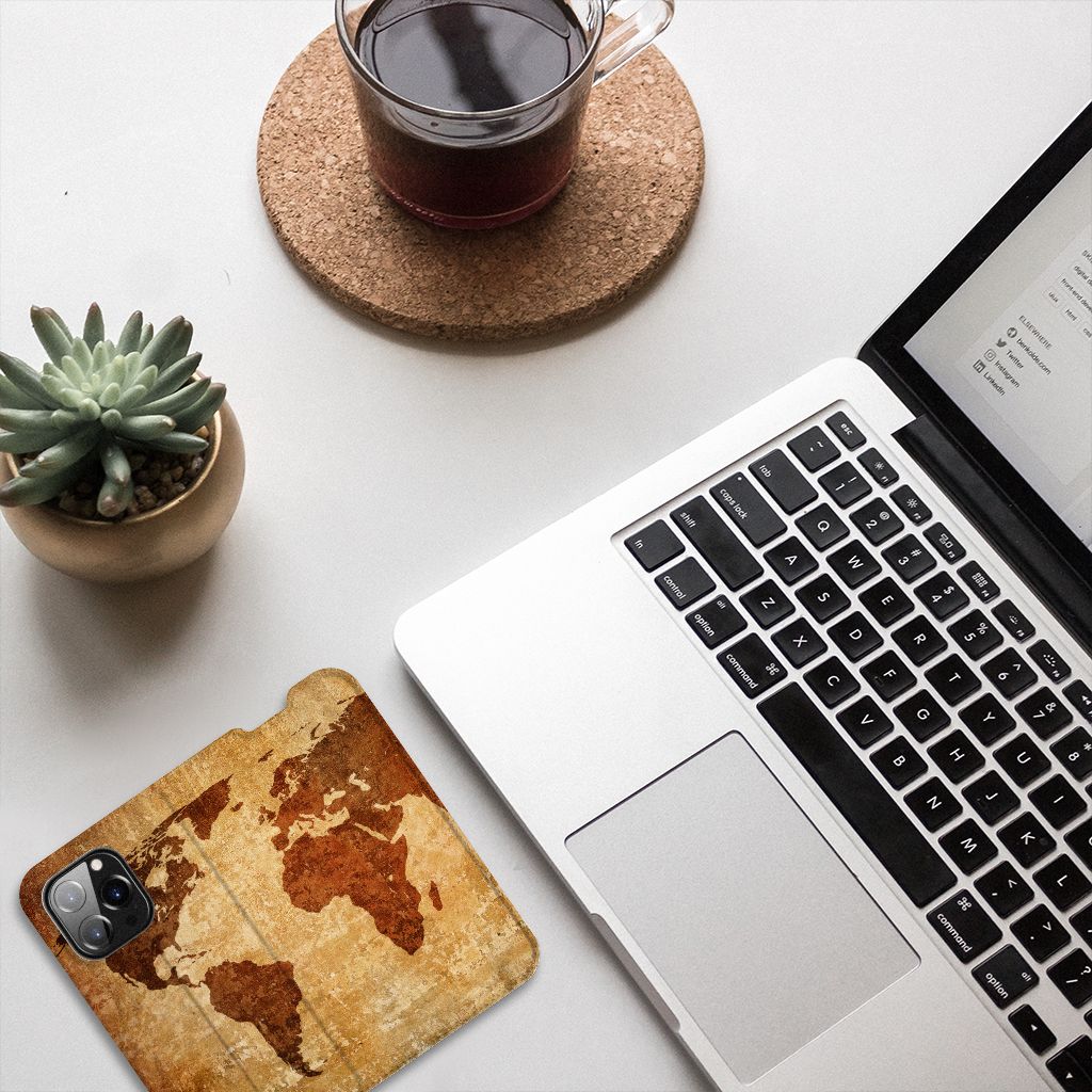 iPhone 14 Pro Book Cover Wereldkaart