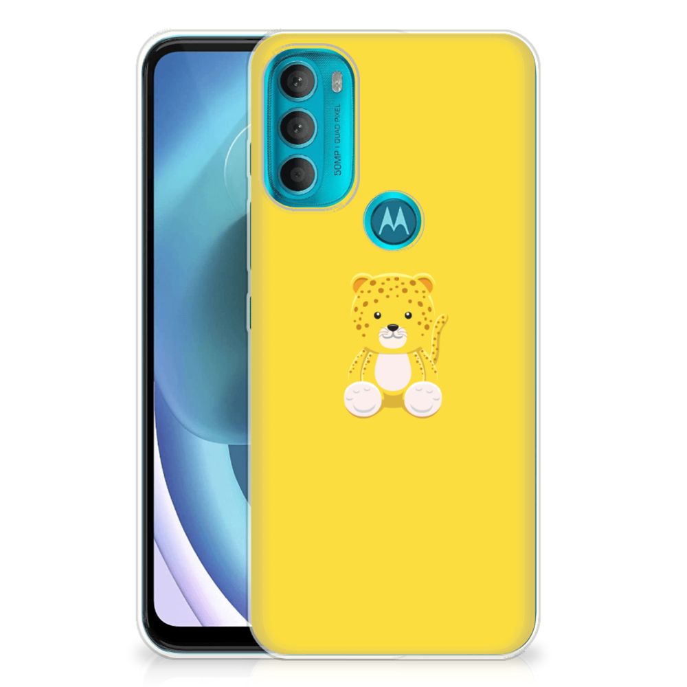 Motorola Moto G71 5G Telefoonhoesje met Naam Baby Leopard