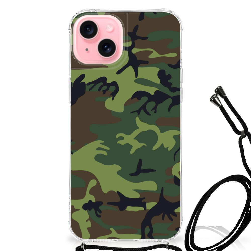 iPhone 15 Plus Doorzichtige Silicone Hoesje Army Dark B2C Telecom