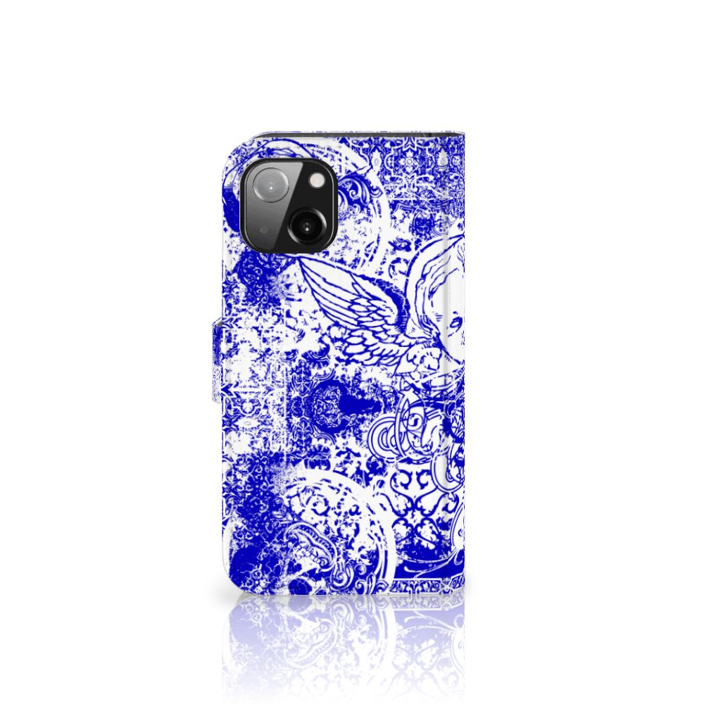 Telefoonhoesje met Naam Apple iPhone 13 Angel Skull Blauw
