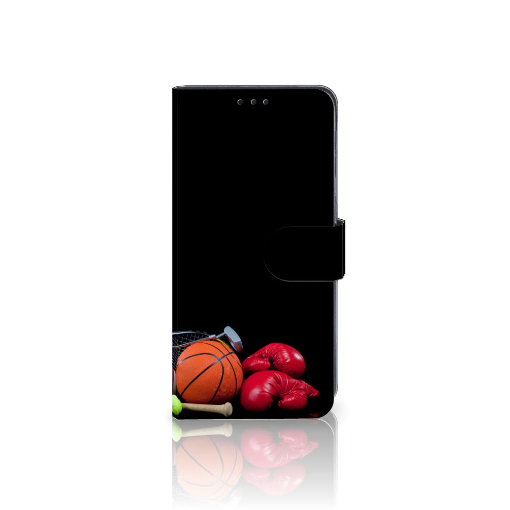 Samsung Galaxy M31 Wallet Case met Pasjes Sports met sportafbeeldingen zoals basketbal en bokshandschoenen.