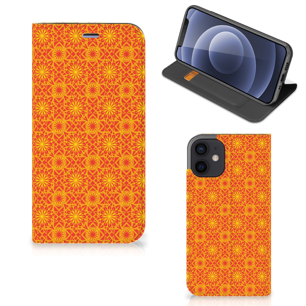 iPhone 12 Mini Hoesje met Magneet Batik Oranje - B2C Telecom